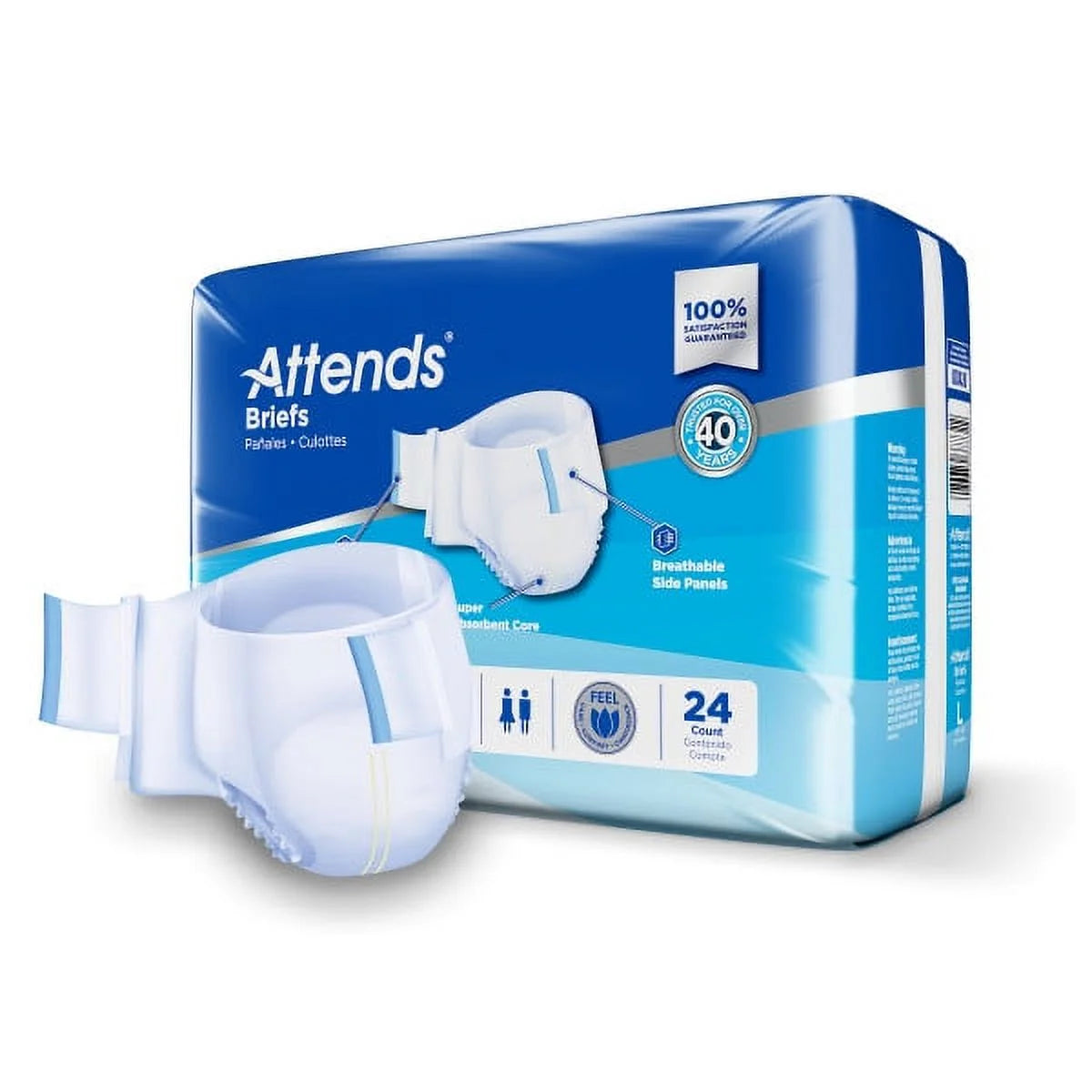 Adult Incontinence Briefs, Large, Disposable, Heavy Absorbency - Bag of 24