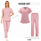 Scrubs Medical Uniforms Women Nurse Uniform Thin Breathable Medical Scrub Tops Elastic Scrubs Pants Doctor Workwear Spa Overalls