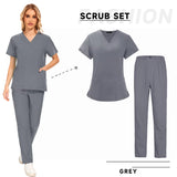 Scrubs Medical Uniforms Women Nurse Uniform Thin Breathable Medical Scrub Tops Elastic Scrubs Pants Doctor Workwear Spa Overalls