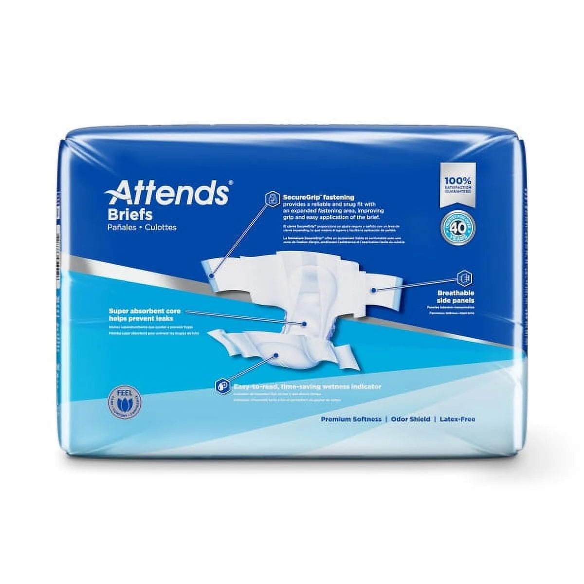 Adult Incontinence Briefs, Large, Disposable, Heavy Absorbency - Bag of 24