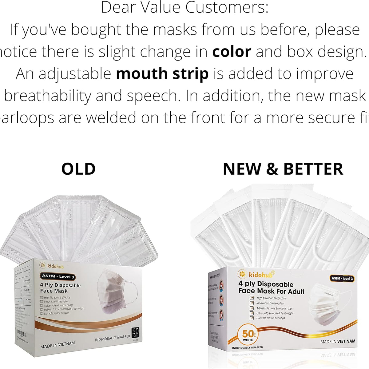 FDA Registered ASTM Level 3, Adult 4 Ply Individually Wrapped Disposable Medical Face Mask